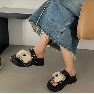 Heart Buckled Studded Platform Slide Sandals mySite