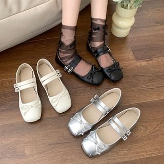 Square-Toe Dual-Strap Mary Jane Flats SpreePicky