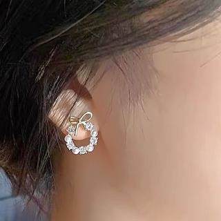 Bow Rhinestone Faux Pearl Stud Earring mySite