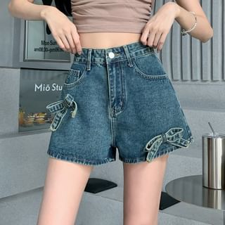 High Waist Bow Denim Shorts SpreePicky