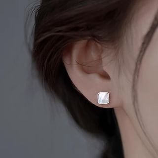 Square Shell Alloy Stud Earring mySite