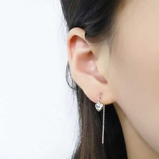 Heart Rhinestone Alloy Threader Earring mySite