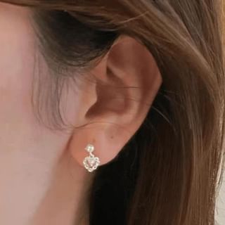 Heart Rhinestone Faux Pearl Alloy Drop Earring mySite