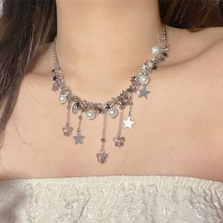 Beaded Star Faux Pearl Necklace FashionChic