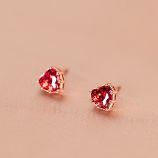 925 Sterling Silver Rhinestone Heart Stud Earring SpreePicky