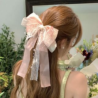 Ribbon Bow Accent Hair Claw SpreePicky