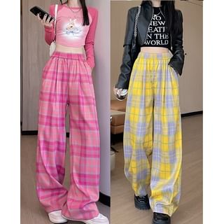 Plaid High Waist Wide Leg Pants SpreePicky