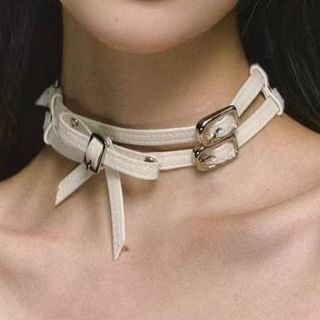 Faux Leather Buckled Choker SpreePicky