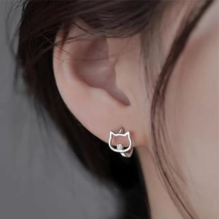 925 Sterling Silver Cat Fish Hoop Earring mySite