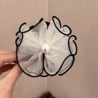 Faux Pearl Ruffle Trim Hair Tie SpreePicky