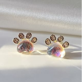 Paw Rhinestone Gemstone Ear Stud SpreePicky