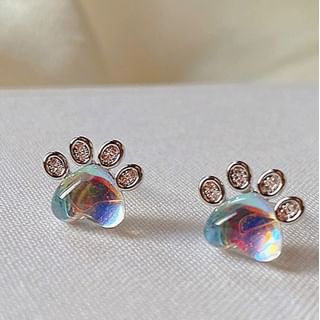 Paw Rhinestone Gemstone Ear Stud SpreePicky