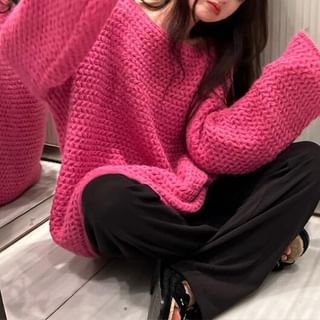 Oversized Crochet-Knit Sweater in 5 Colors SpreePicky