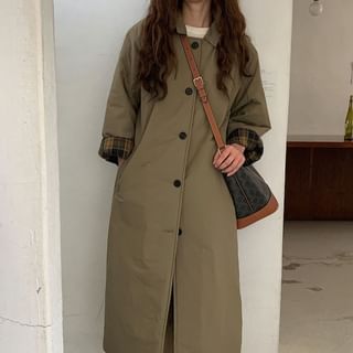 Plain Maxi Single-Breasted Jacket SpreePicky