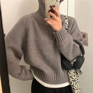 Half-Zip Stand-Collar Knit Sweater in 5 Colors SpreePicky