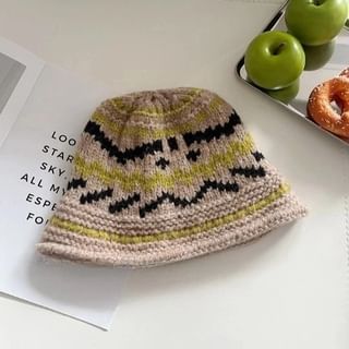 Patterned Knit Bucket Hat SpreePicky