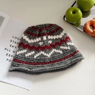 Patterned Knit Bucket Hat SpreePicky