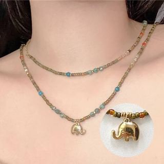 / Beaded Necklace Elephant FashionChic