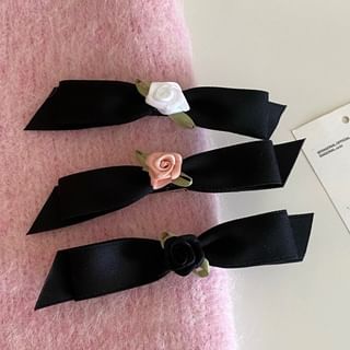 Rose Accent Bow Hair Clip SpreePicky