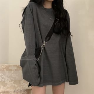 Long Sleeve Round Neck Plain Tee SpreePicky