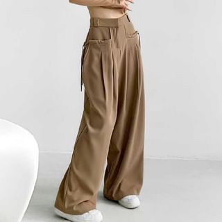 High Waist Plain Loose-Fit Wide-Leg Dress Pants SpreePicky