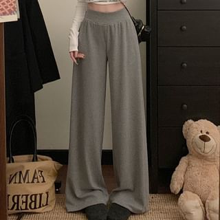 Plain Wide Leg Rise Pants High FashionChic