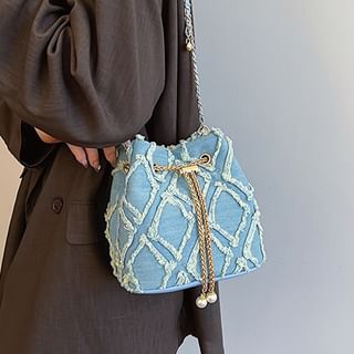 Bag Strap Frayed Chain Bucket Drawstring FashionChic