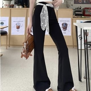 Pants Waist Bootcut Plain High FashionChic