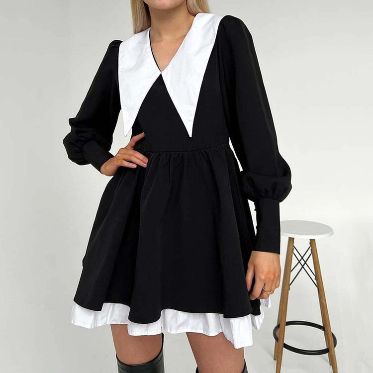 Elegant Beauty Black Collar Dress SpreePicky