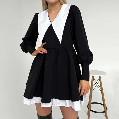 Charming Mini Black Collar Dress Boogzel Clothing