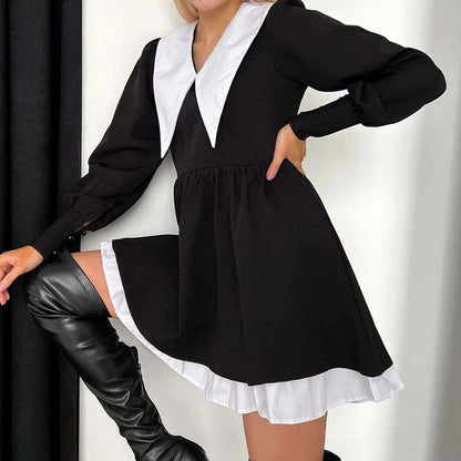 Elegant Beauty Black Collar Dress SpreePicky