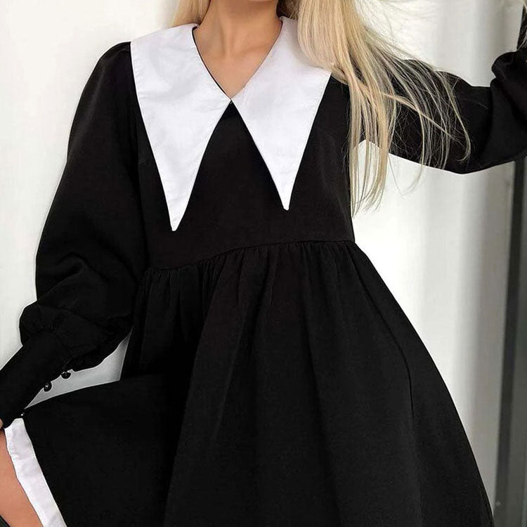 Elegant Beauty Black Collar Dress SpreePicky