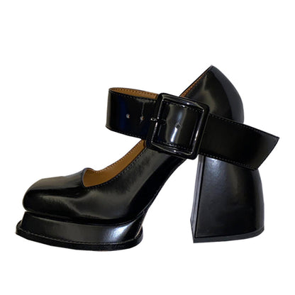 Black Square Mary Jane Heels Boogzel Clothing