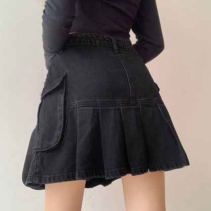 Black Campus Denim Skirt Boogzel Clothing