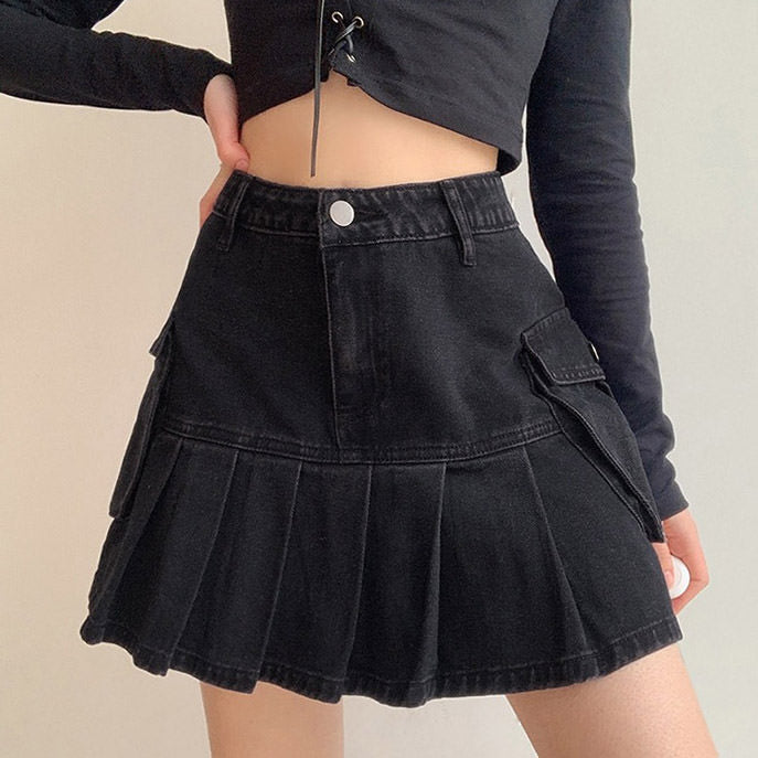 Black Campus Denim Skirt Boogzel Clothing