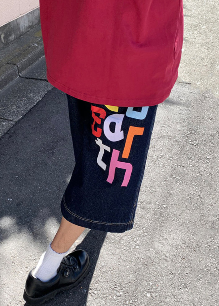 High Letter Crop Blue Pants Summer Waist Modern Mens Denim FashionChic