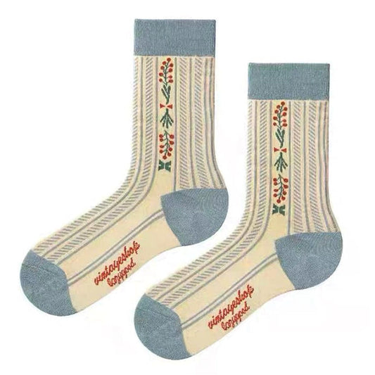 Cute Floral Stripe Socks SpreePicky