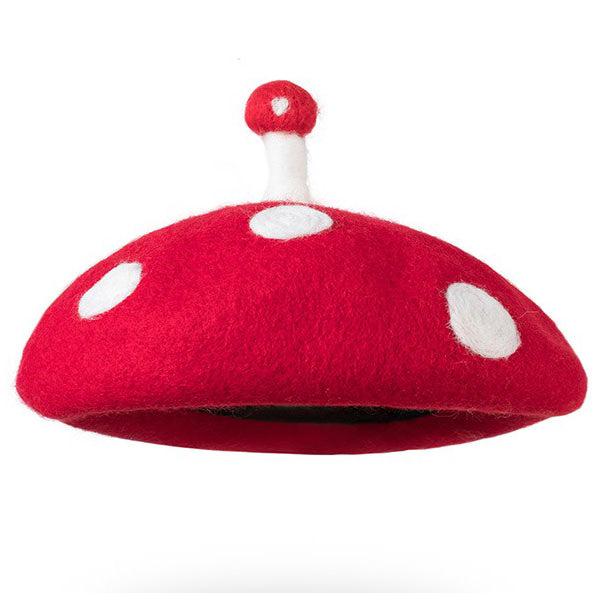 Red Mushroom Beret Hat Boogzel Clothing