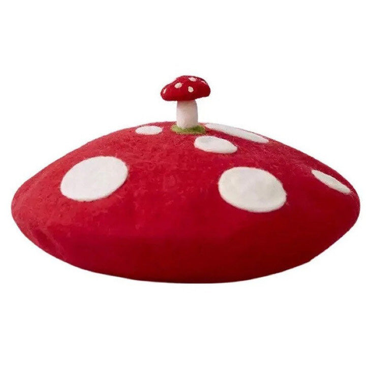 Red Mushroom Beret Hat Boogzel Clothing