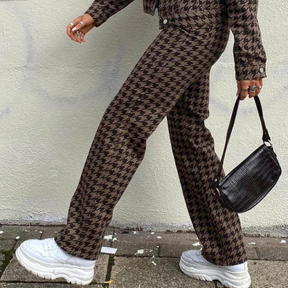 Vintage Plaid Casual Pants Boogzel Clothing