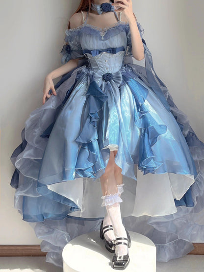 Kawaii Sea Blue Jellyfish Lovely Lolita Dress ON821 ONI