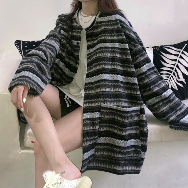 Soft Striped Cardigan Sweater SpreePicky