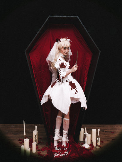 Halloween Gothic Lolita Blood Stained Lolita Dress Sing a lullaby for you