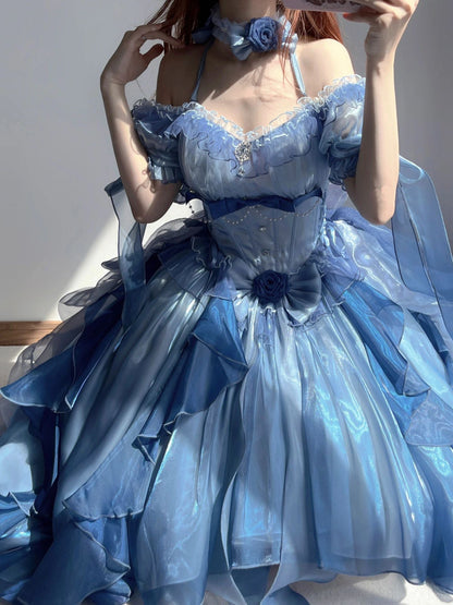 Kawaii Sea Blue Jellyfish Lovely Lolita Dress ON821 ONI