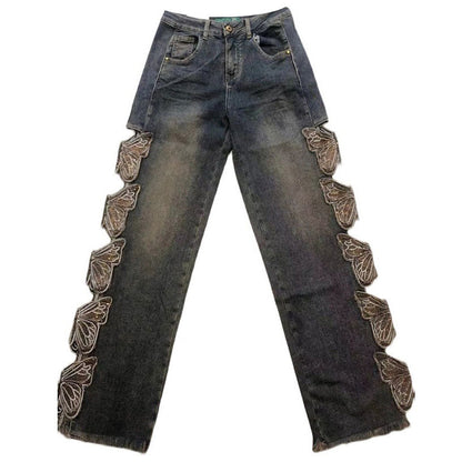 Y2K Butterfly Cut Out Jeans Boogzel Clothing