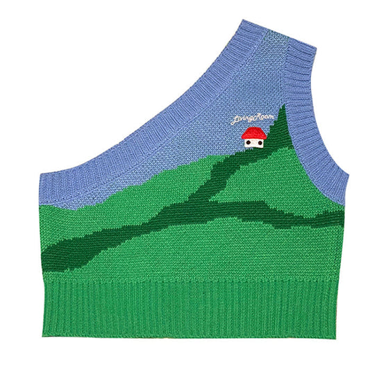 Cartoon One-Shoulder Knit Vest Boogzel Clothing