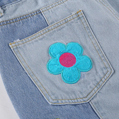 Colorful Flowers Denim Jeans Boogzel Clothing