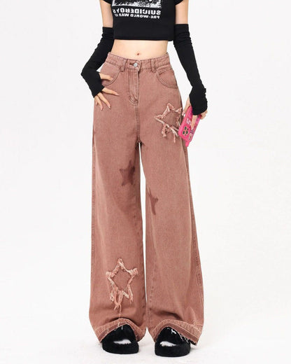 Star Patch Pink Jeans Boogzel Clothing