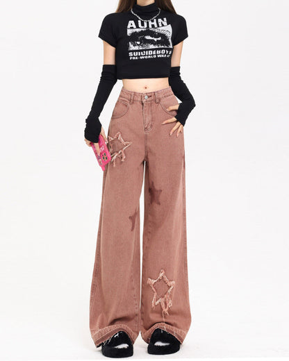 Star Patch Pink Jeans Boogzel Clothing