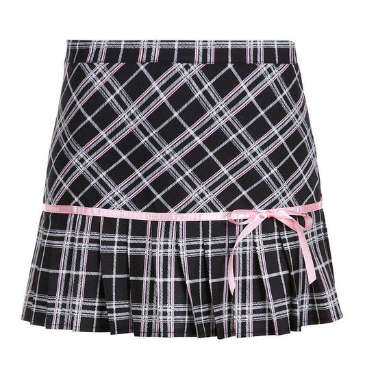Plaid Ribbon Bow Skirt spreepickyshop